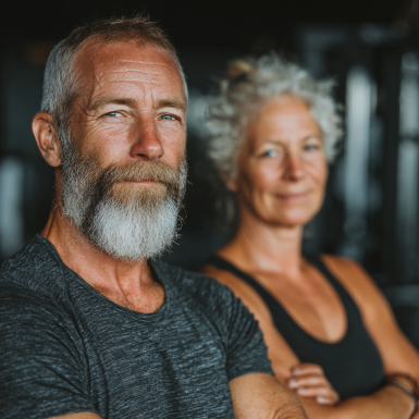 Активна жінка середнього віку займається фітнесом